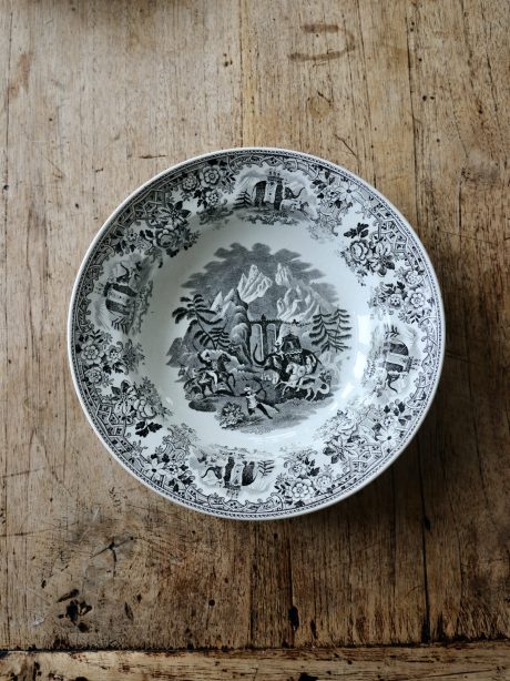 Antique Dutch Black and white transferware bowl c.1890