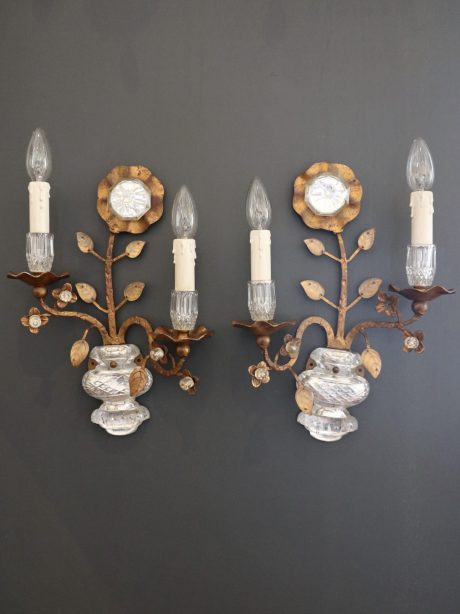 Mid century Hollywood Regency wall sconces