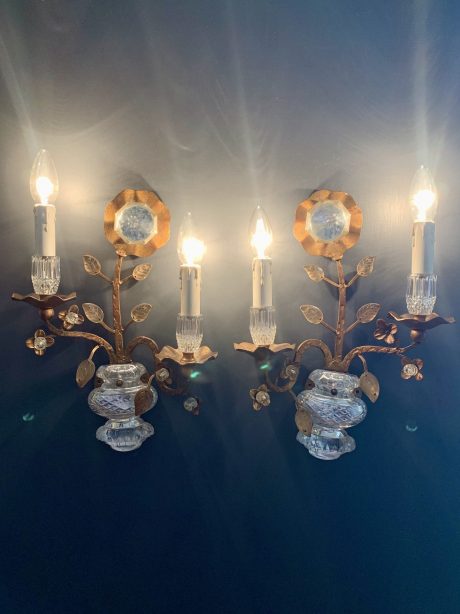 Mid century Hollywood Regency wall sconces