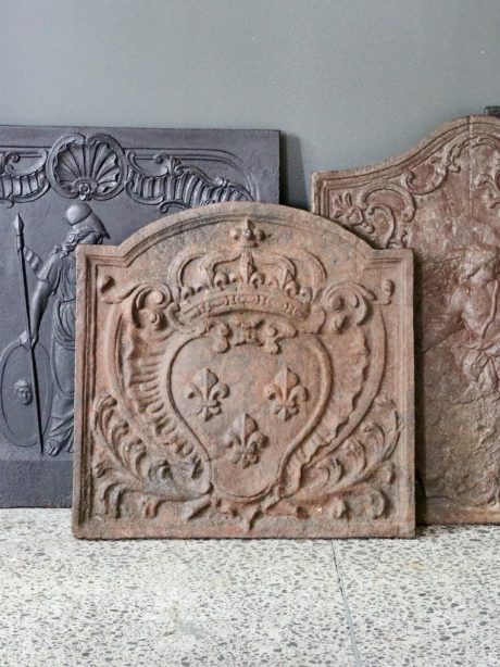 Antique French cast iron firebacks