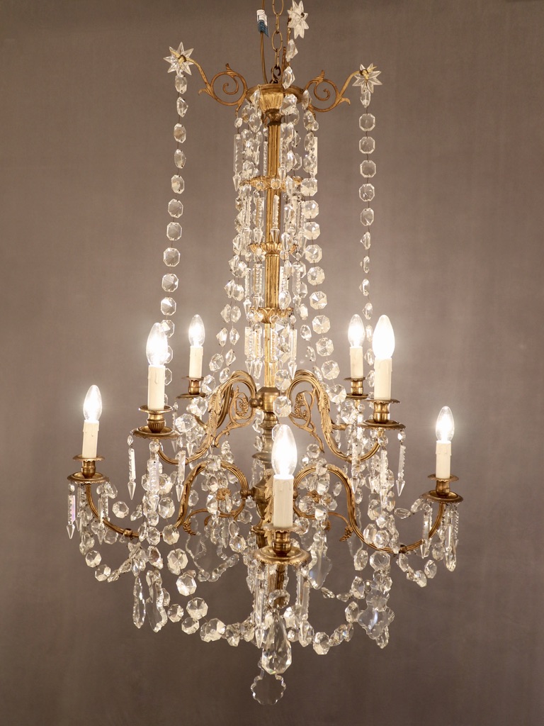 Late 19th century gilt Bronze and crystal chandelier