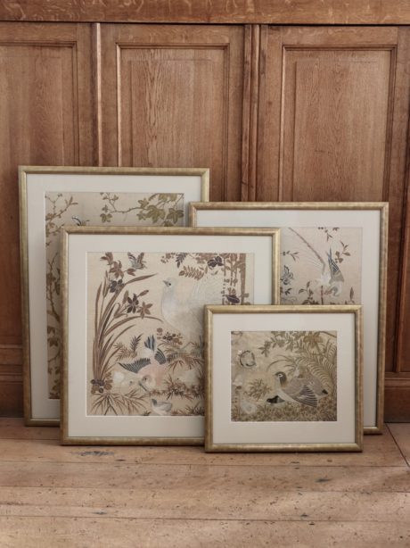 19th Century Chinese Gold Thread Framed Embroidery