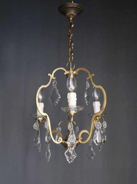 Gilded metal and bronze cage chandelier
