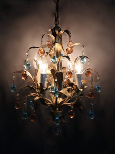 Antique Murano gilt and glass chandelier