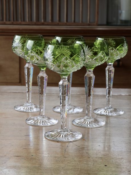 Set of six VSL lime crystal wine glasses