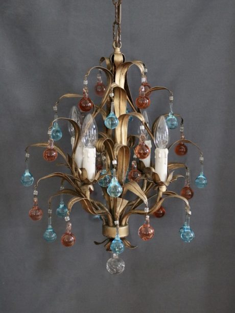 Antique Murano gilt and glass chandelier