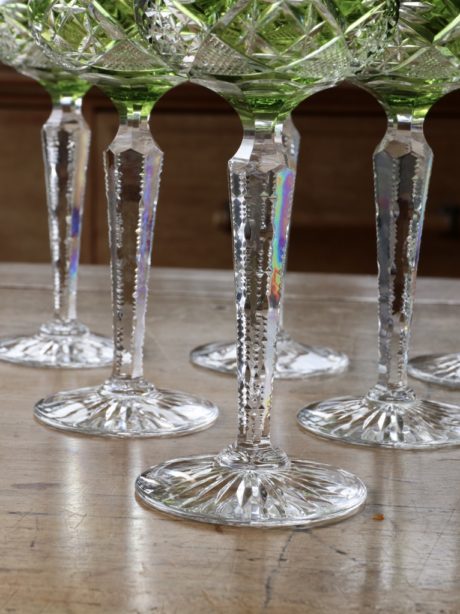 Set of six VSL lime crystal wine glasses