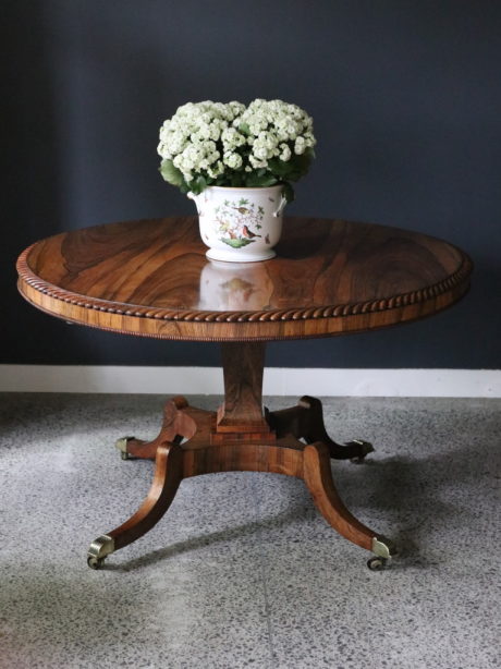 An English Regency Rosewood Tilt-Top Centre Table